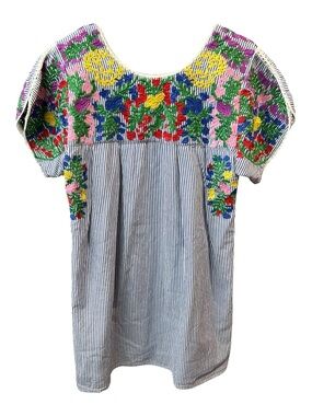 Buddy Love Striped Embroidered Mini Dress Size Small Boho Resort Summer